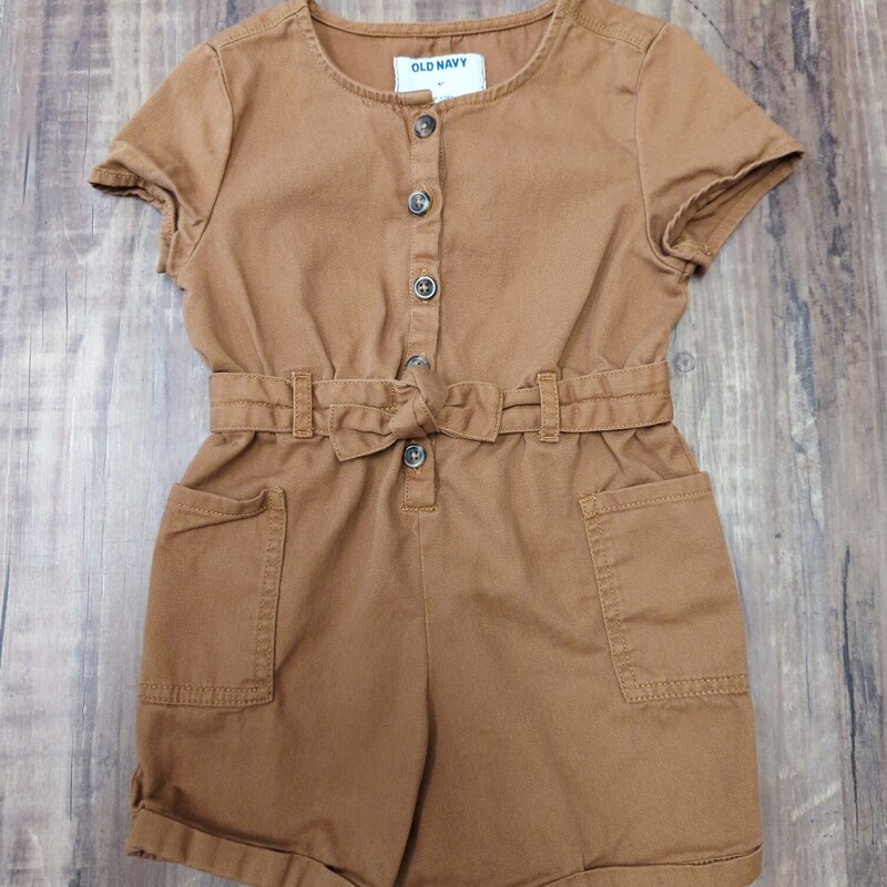 Old Navy Coverall Romper, Brown, Size: 4 Toddler