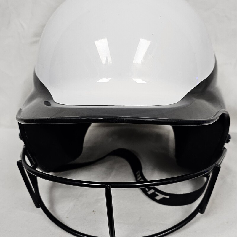 Pre-owned Rip-It Softball Batting Helmet with Mask, Black & White, Size: M/L