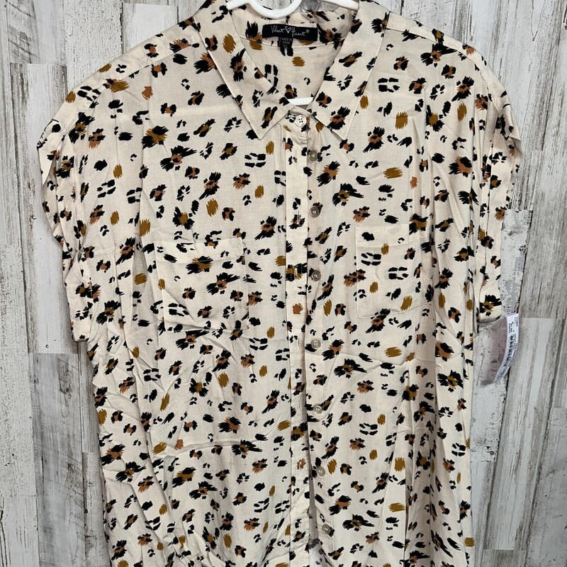 XL Tan Cheetah Button Up