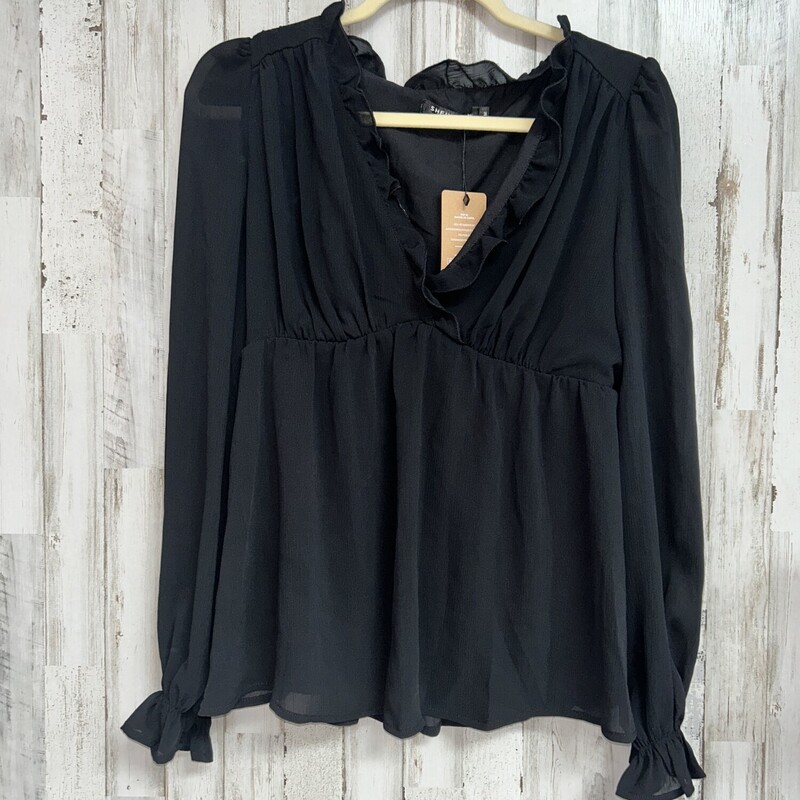 NEW M Black Sheer Blouse, Black, Size: Ladies M