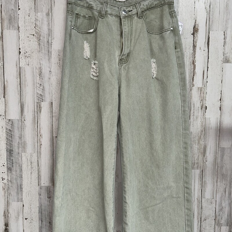 Sz30 Sage Distress Pants, Green, Size: Ladies L