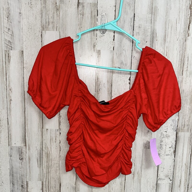 S Red Scrunched Top, Red, Size: Ladies S
