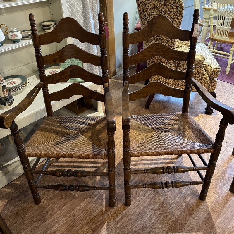 Pair Capt Ladder Back Chairs
23 Inches Wide, 21 Inches Deep, 45 Inches High