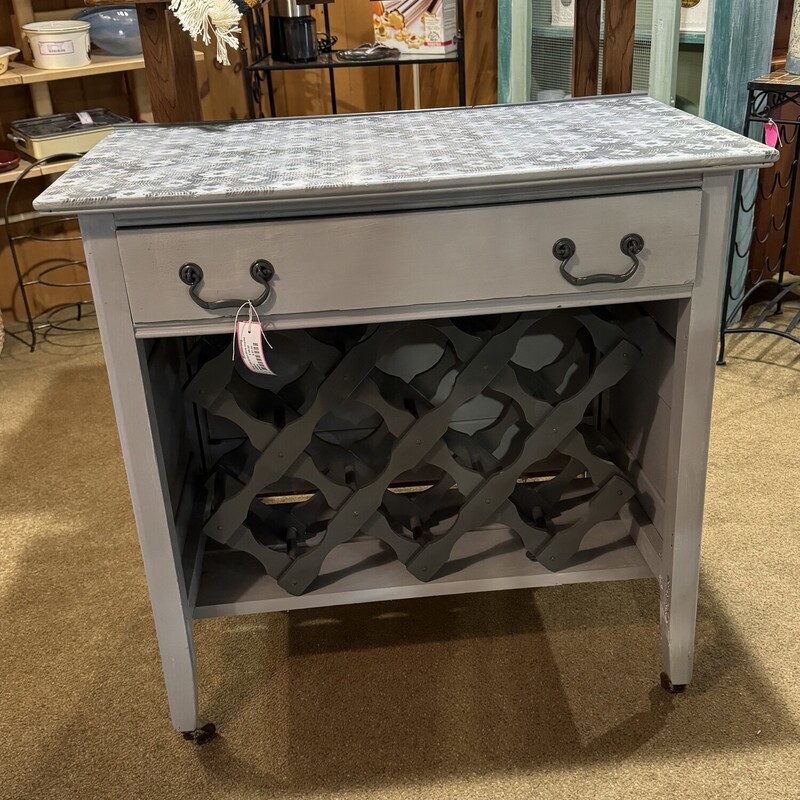 Gray Upcycled Wine Cupboard
with Drawer
29 In Length x 17 In Width x 29 In Height.