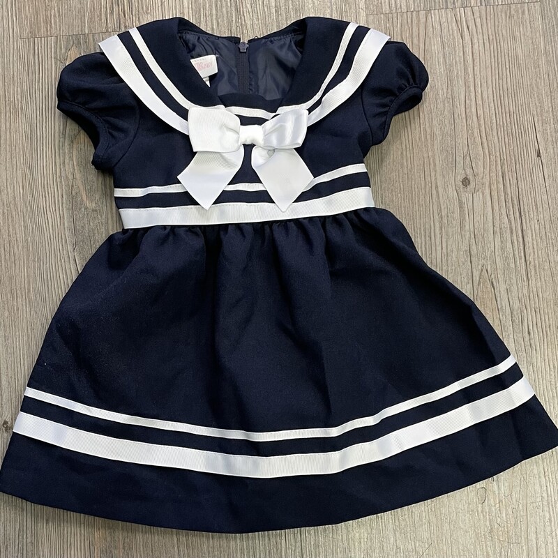 Bonnie Baby Sailor Dress, Navy, Size: 12M