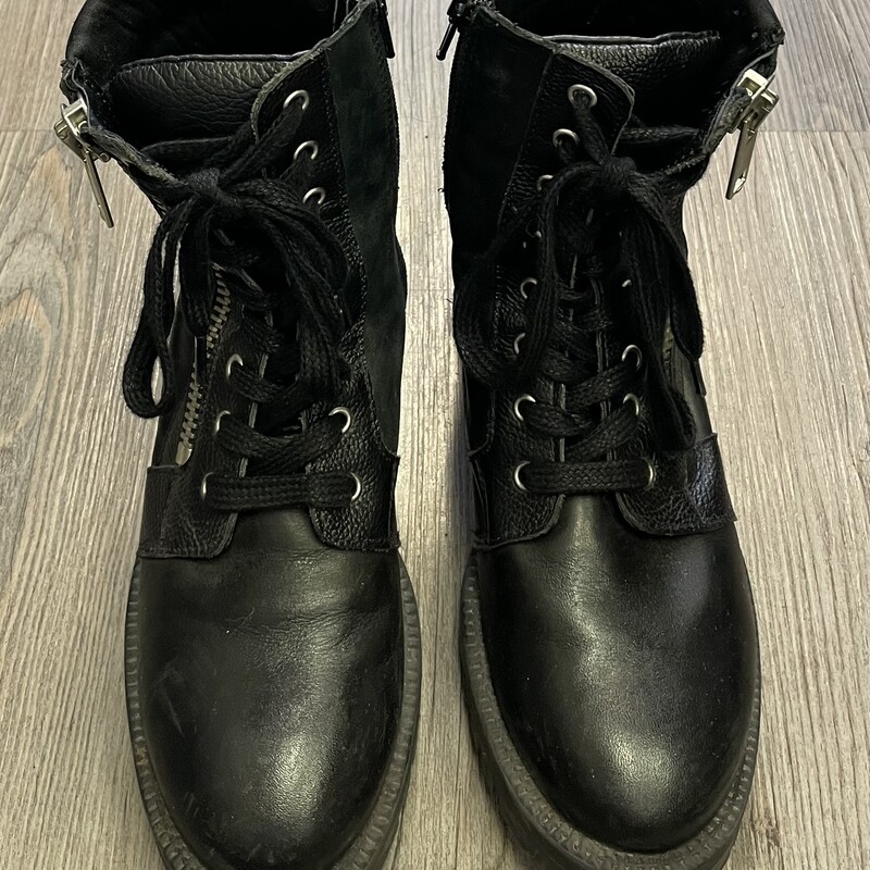 Le Chateau Zip Up Boots, Black, Size: 5Y