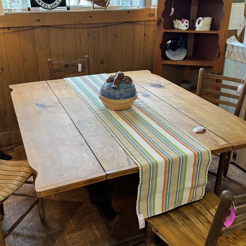 Drop Leaf Farm Table
Wide Pine with Bread Board Ends
27 In Width (Closed)  x (51 In Open) x 60 Length x 30 In Tall.