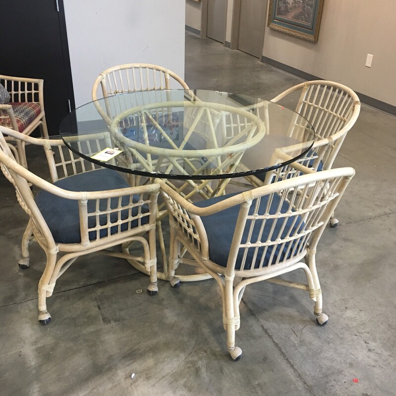 Glass Top Tbl W/ 5 Chairs