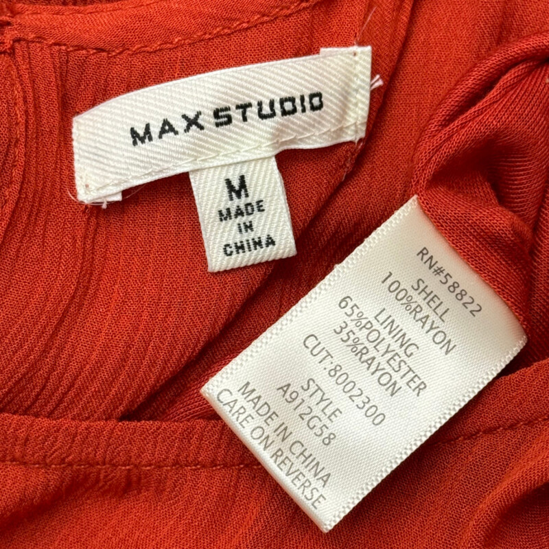 Max Studio MaxiDress
Sleeveless
Tiered
With Pockets
Color: Cinnabar
Size: Medium