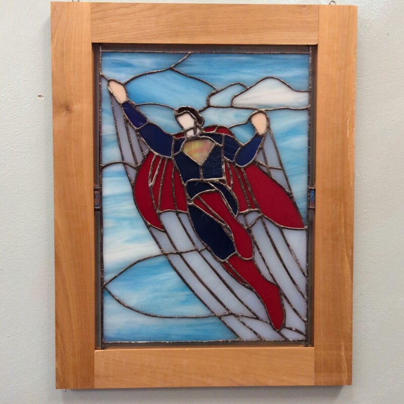 Handmade Superman Stained, Blue, Size: Home Decor

Measures 16in x 20.5in