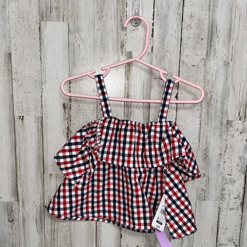 2T Blue/Red Plaid Tank, Red, Size: Girl 2T