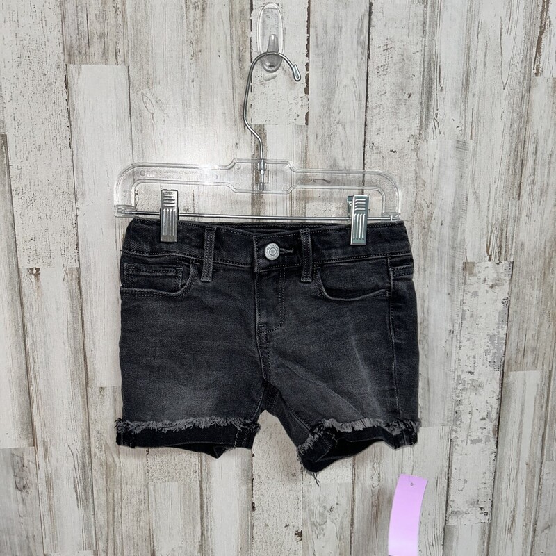 6 Black Denim Cuff Shorts, Black, Size: Girl 6/6x