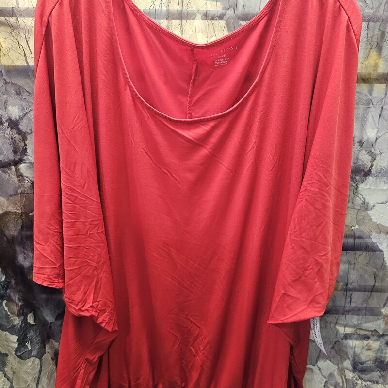 Beautiful, red blouse that can be dressed up or down. elastic waist and a flowy fit.