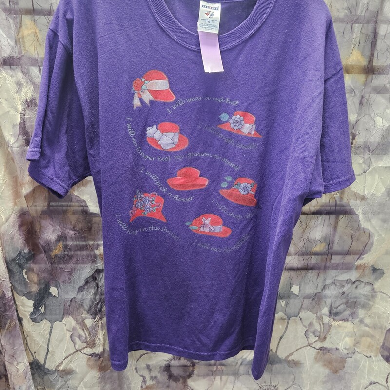 Short sleeve tee in the signature red and purple for the Red Hat Ladies.