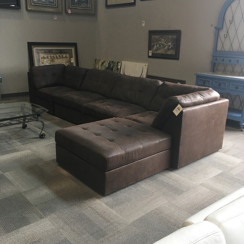 5pc Brown Sectional/ottoman