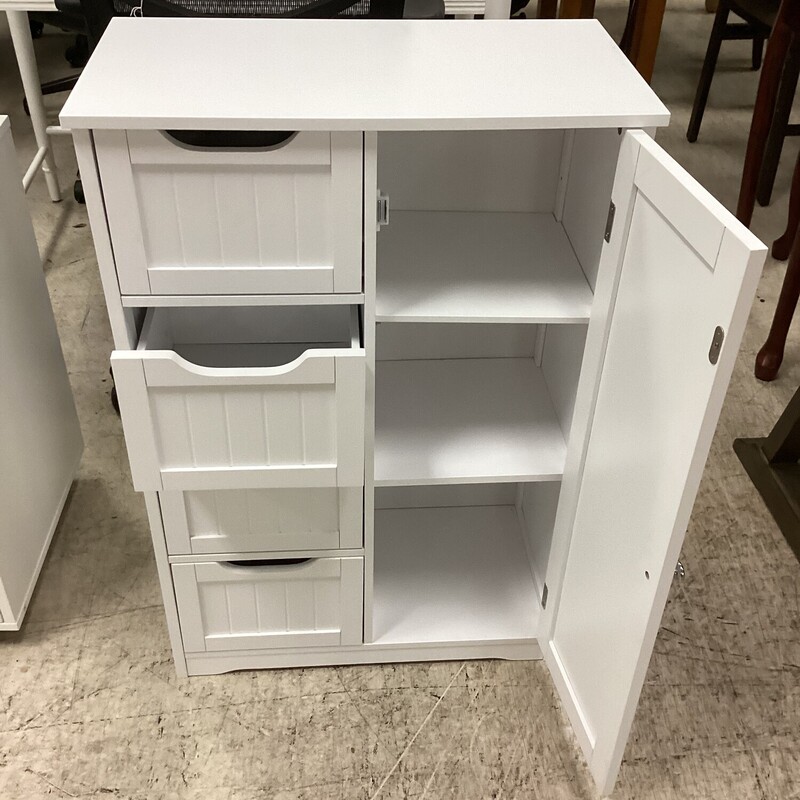 White 1 Door Cabinet, White, 4 Drawers
22in wide x 12in deep x 32in tall