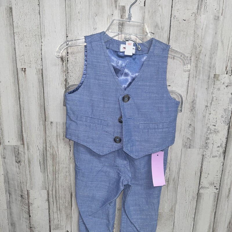 6/9M 2pc Chambray Vest Se, Blue, Size: Boy 0-9m