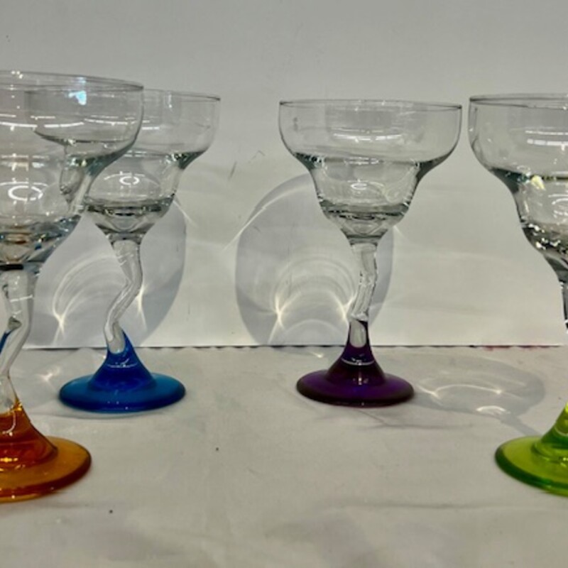 Set of 4 Libbey Color Stem Margarita Glasses
Green, Purple, Orange, Blue
Size: 4.5x7H