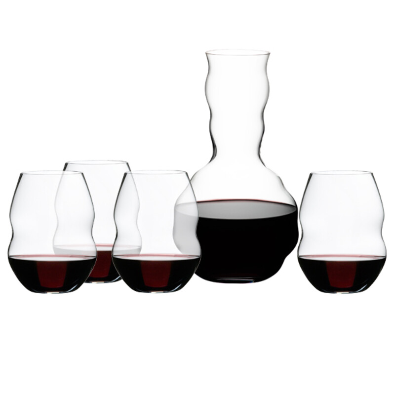 Riedel Swirl Decanter and 4 Glasses
Clear
Decanter: Size: 5x10H
Glasses: 3.5x5H