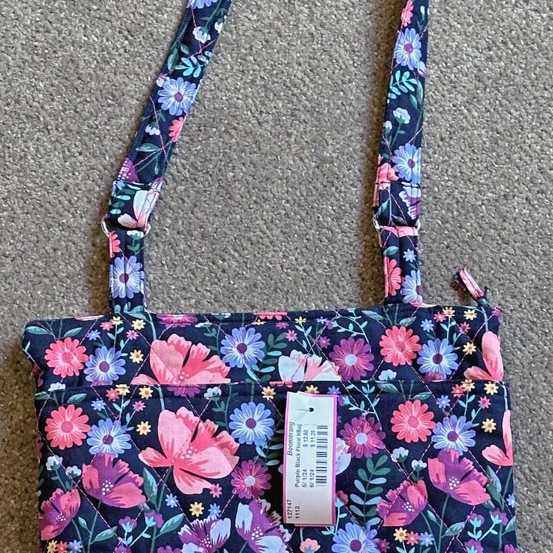 Handmade Purple, Black and Pink Quilted Floral Handbag