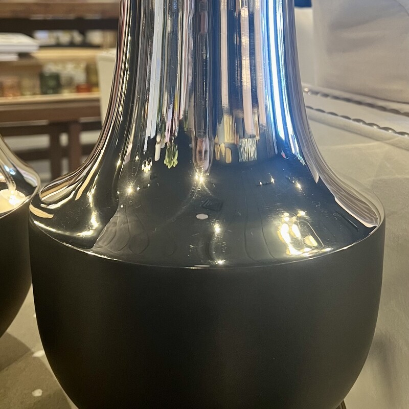 Silver Top Black Vase, Silver/B, Size: Set Of 2