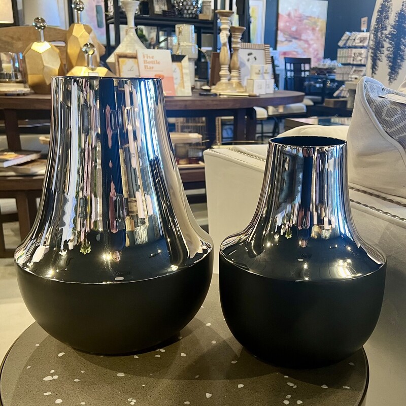 Silver Top Black Vase