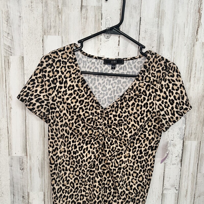 S Cheetah Scrunch Top, Brown, Size: Ladies S