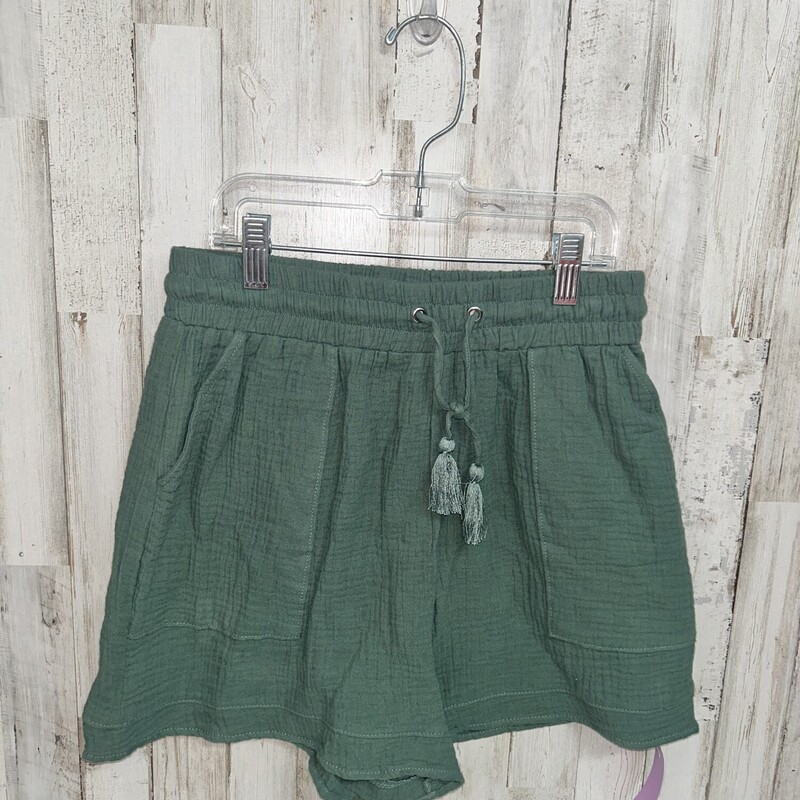 S Drk Green Muslin Shorts