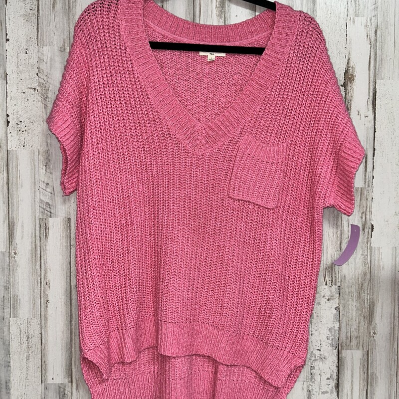 L Pink Knit Pocket Sweate