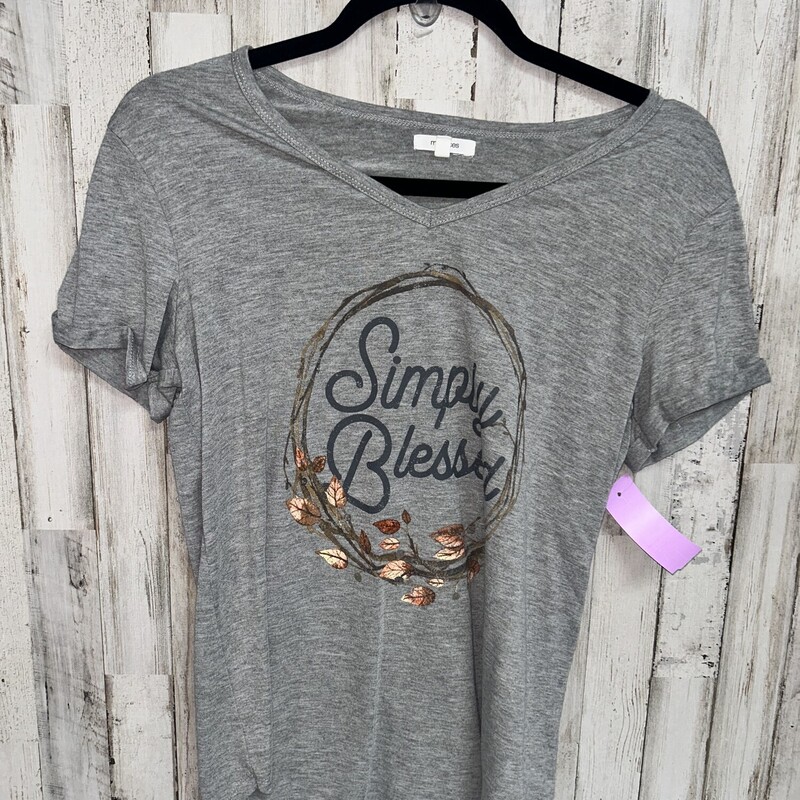 M Grey Simply Blessed Top, Grey, Size: Ladies M