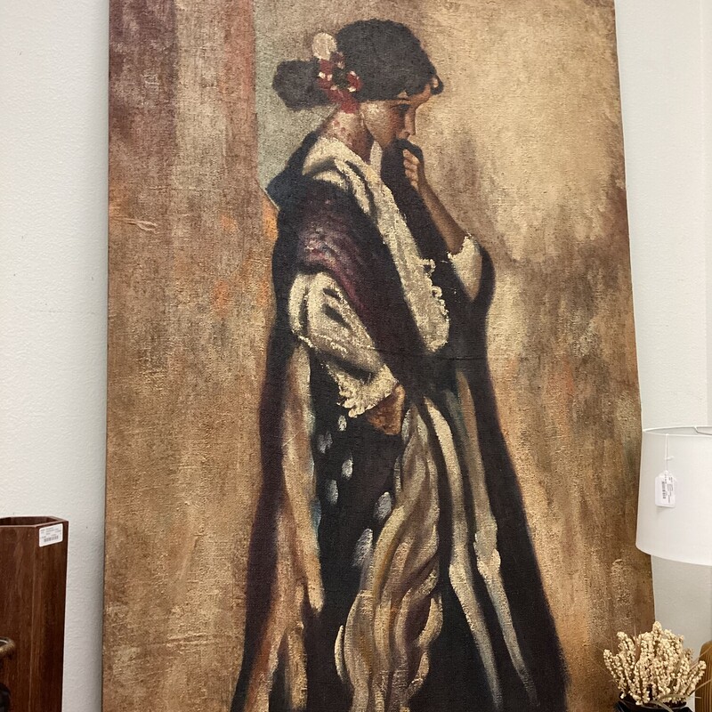 Large Spanish Lady, Tan/Black, On Canvas
72in tall x 48in wide