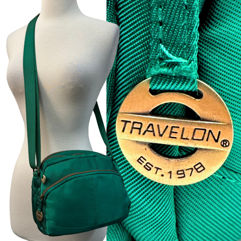 Travelon Crossbody
Adorable Fun Pattern Inside
Exterior Color:  Happy Green
Perfect Bag for Summer!