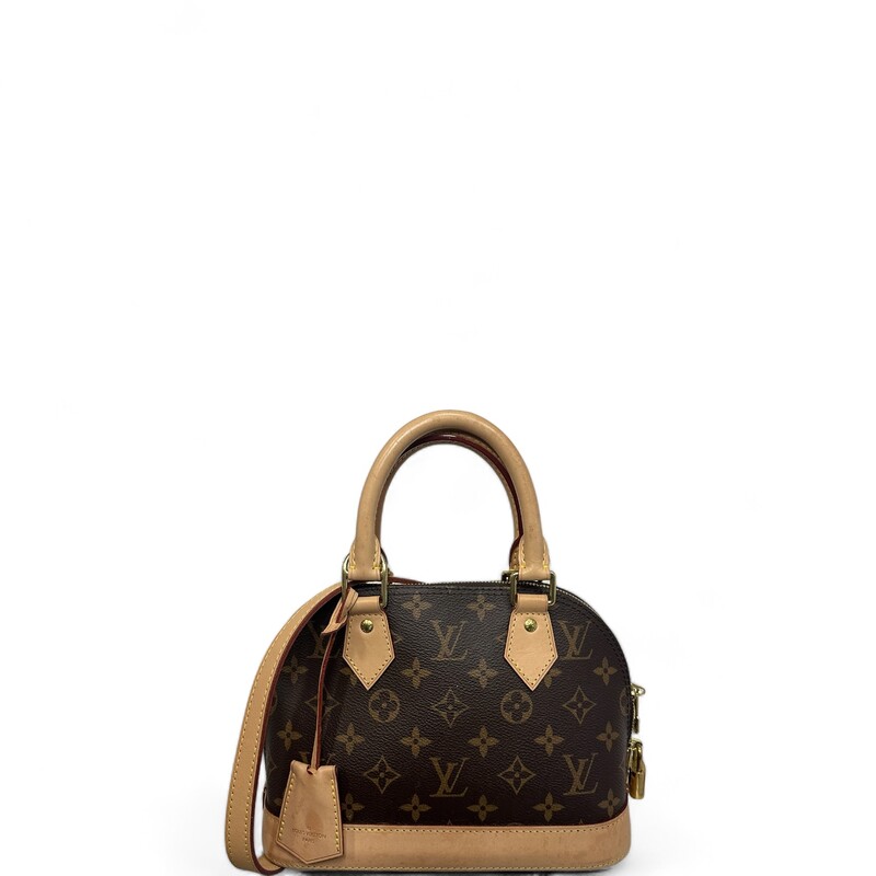 Louis Vuitton Alma BB Monogram Handbag

Size: BB

Dimensions:
9.3 x 6.9 x 4.5 inches
(length x Height x Width)

The Alma BB handbag traces its pedigree to an Art Deco original, introduced in 1934. Signature details impart a timeless elegance to this model crafted from iconic Monogram canvas: note the golden padlock and keys, two Toron handles and smart leather key bell. Fitted with a detachable and adjustable strap, this charming small bag is perfect for cross-body wear.