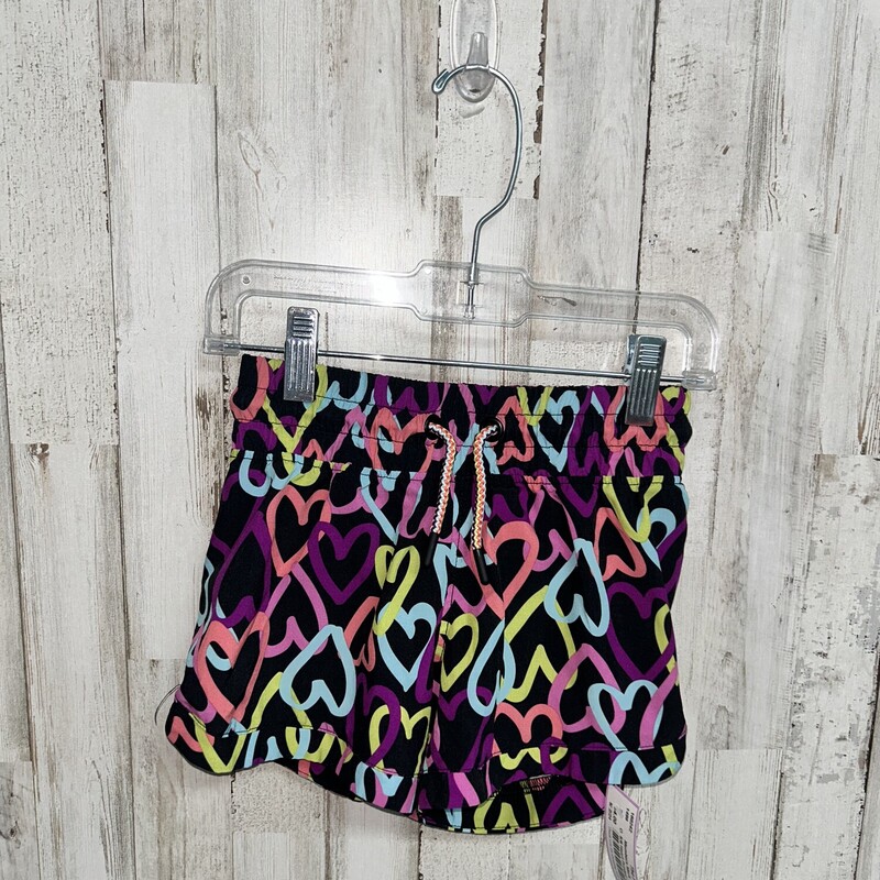 5/6 Heart Printed Shorts, Black, Size: Girl 5T