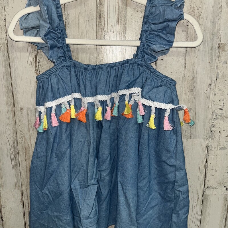 9/10 Chambray Tassel Top, Blue, Size: Girl 10 Up
