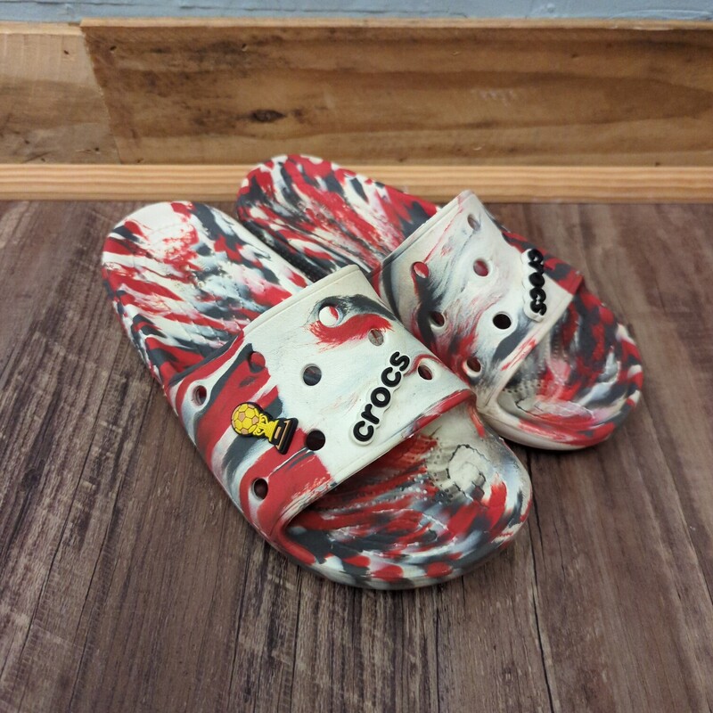 Crocs Swirl Slides 7M 9W, Red, Size: Shoes 7