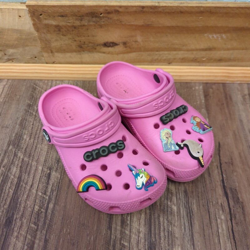 Crocs W/ Frozen Jibbiz, Pink, Size: Shoes 10