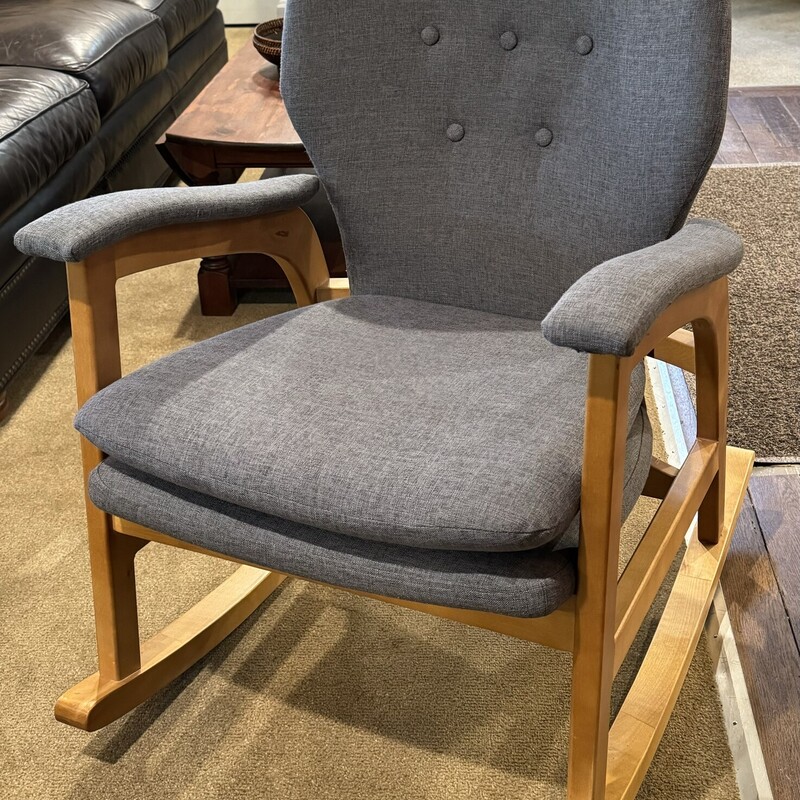 Gray Upholstered & Wood Rocker
25 Inches Wide, 32 Inches Deep, 33 Inches High
