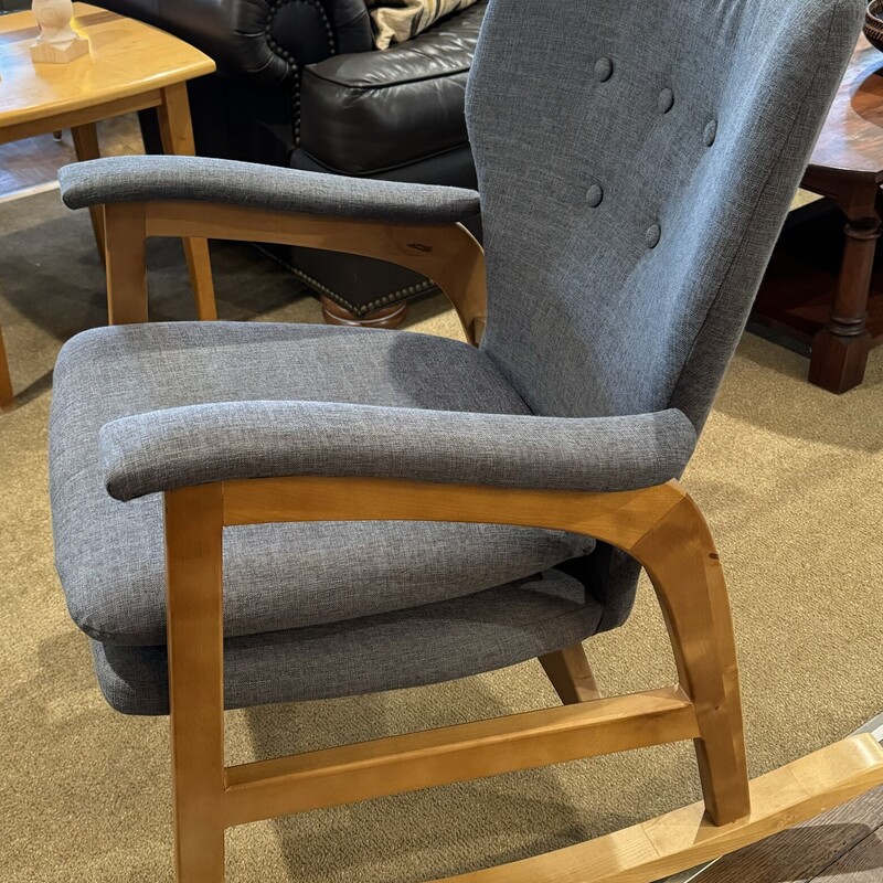 Gray Upholstered & Wood Rocker<br />
25 Inches Wide, 32 Inches Deep, 33 Inches High