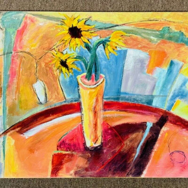 Brian Jones Sunflower Canvas
Yellow Green Blue Red
Size: 32 x 20H