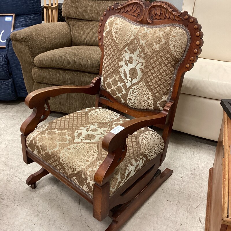 Upholstered Rocking Chair, Dk Wood, Fabric
24 in w