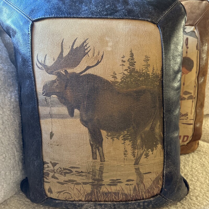 Leather Moose Pillow