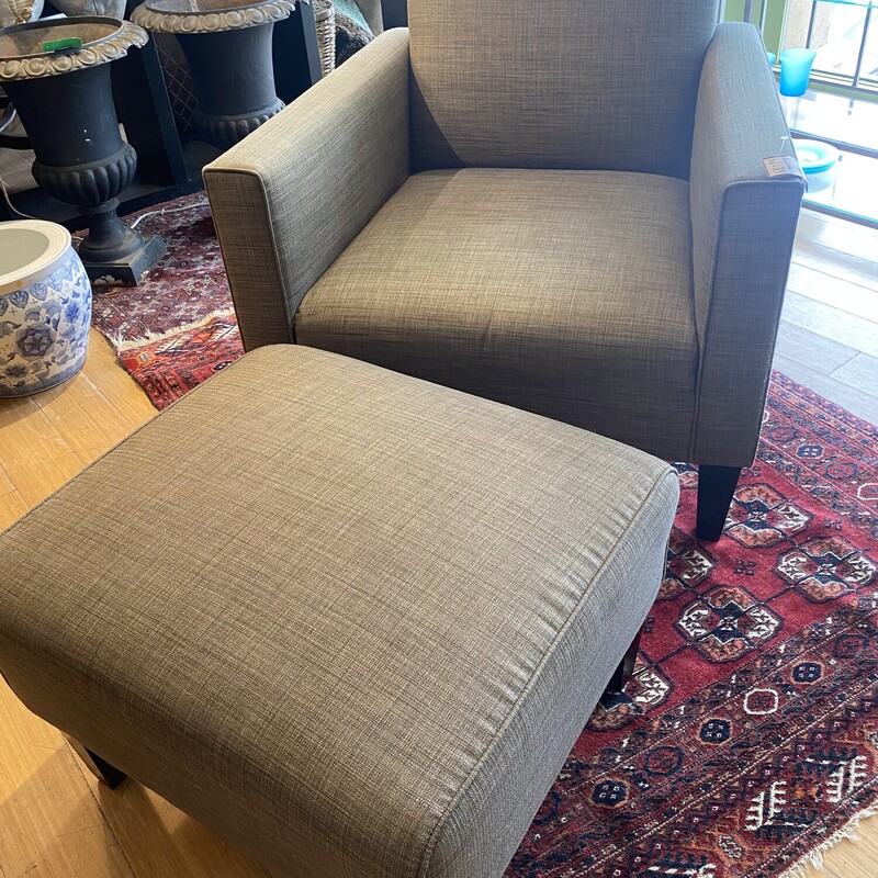 Chair & Ottoman, Grey, 2 Pieces