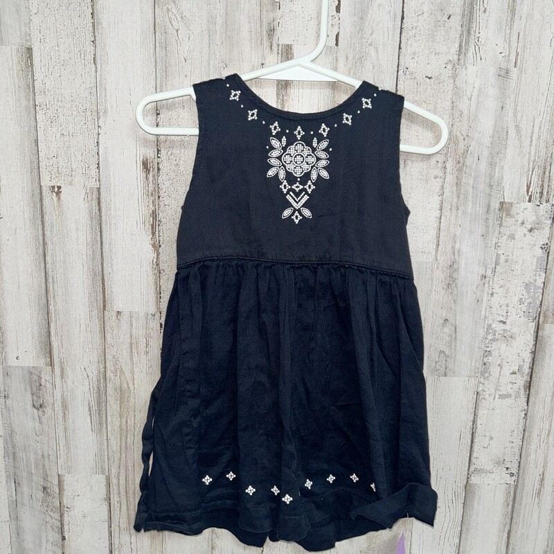 24M Black Embroider Dress, Black, Size: Girl 18-24