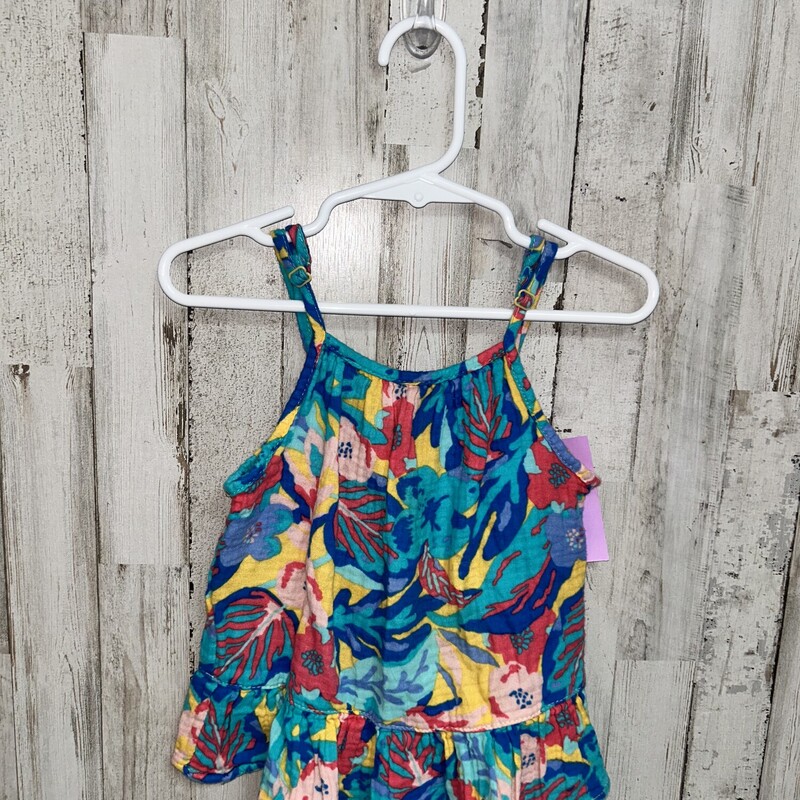 2T Teal Printed Tank, Teal, Size: Girl 2T