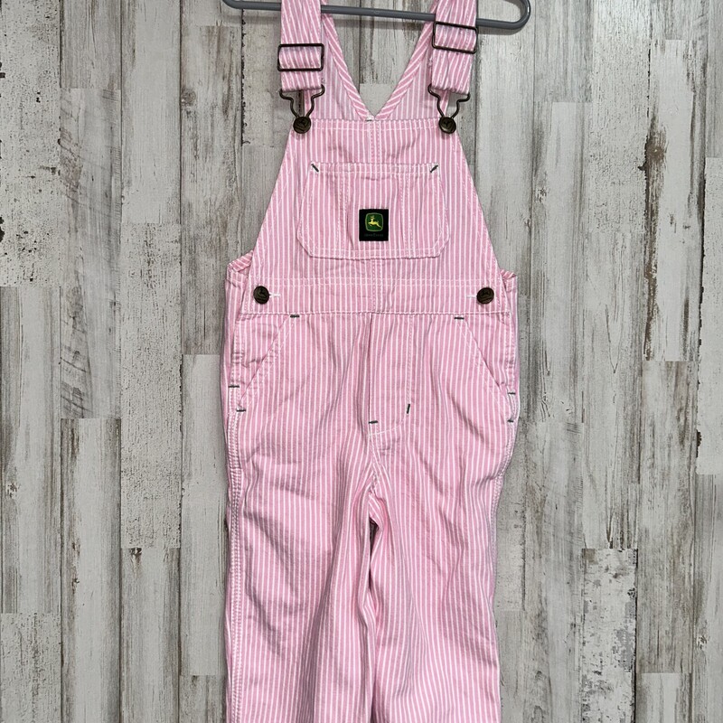 2T Pink Striped Overalls