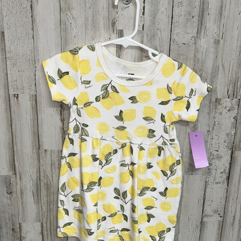 2T Lemon Printed Dress, White, Size: Girl 2T
