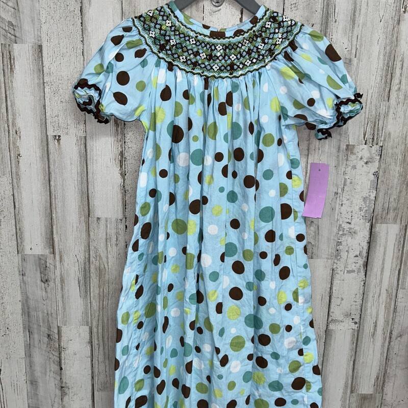 4T Blue Dotted Smock Dres