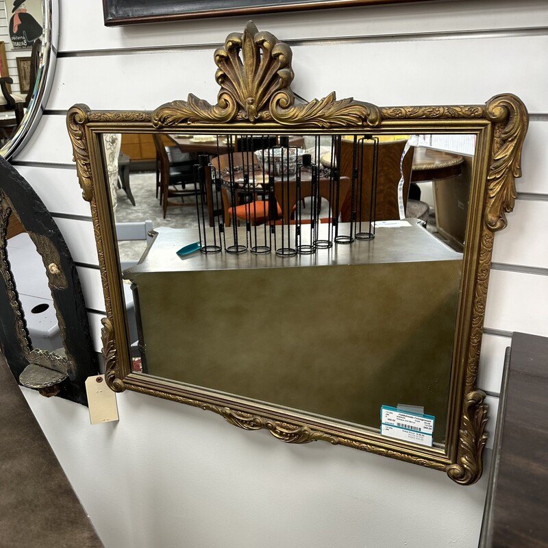 Antique Gold Gilt Wood Painted Mirror
Size: 30x28