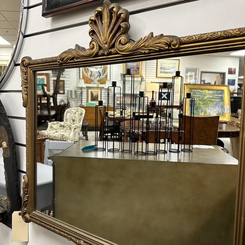 Antique Gold Gilt Wood Painted Mirror<br />
Size: 30x28